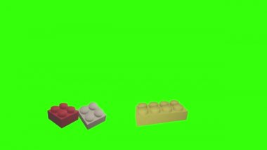 Yeşil ekran kroma anahtarı üzerinde lego parçaları animasyonu, grafik kaynak ögesi