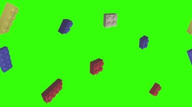 Yeşil ekran kroma anahtarı üzerinde lego parçaları animasyonu, grafik kaynak ögesi