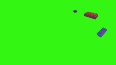 Yeşil ekran kroma anahtarı üzerinde lego parçaları animasyonu, grafik kaynak ögesi