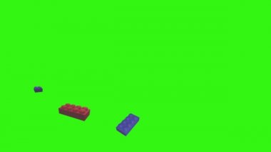 Yeşil ekran kroma anahtarı üzerinde lego parçaları animasyonu, grafik kaynak ögesi
