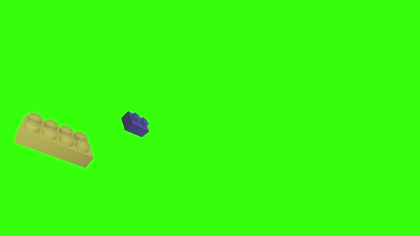 Lego Pieces Animation Green Screen Chroma Key Graphic Source Element — Stock Video