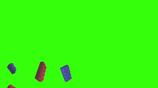 Lego Pezzi Animazione Chiave Cromatica Schermo Verde Elemento Sorgente Grafico — Video Stock