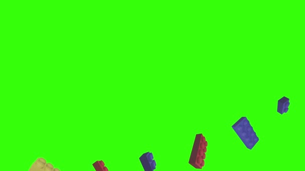 Lego pièces animation sur écran vert chroma clé, élément source graphique