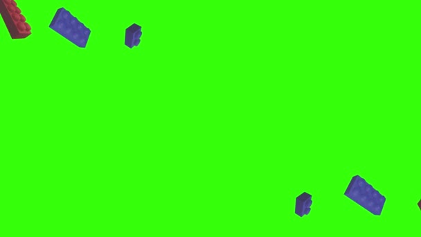 Lego pièces animation sur écran vert chroma clé, élément source graphique