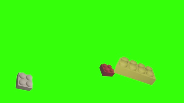 Lego Pieces Animation Green Screen Chroma Key Graphic Source Element — Stock Video