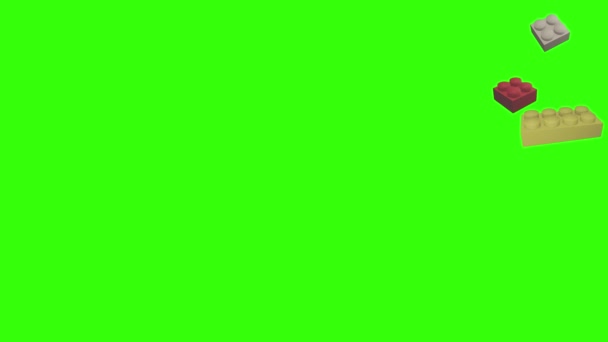 Lego Pieces Animation Green Screen Chroma Key Graphic Source Element — Stock Video