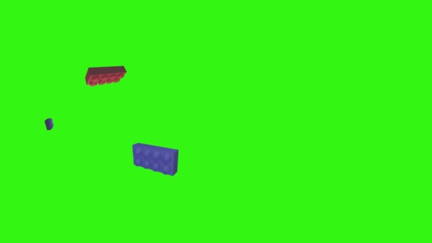 Animacja Klocków Klocków Klocków Klocków Klockowych Zielonym Ekranie — Wideo stockowe