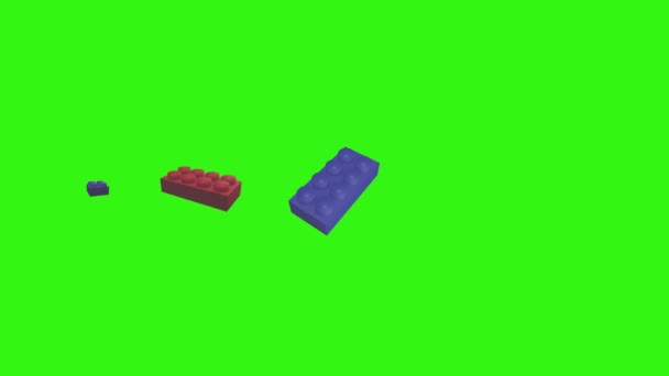 Lego Peças Animação Tela Verde Chave Chroma Elemento Fonte Gráfica — Vídeo de Stock