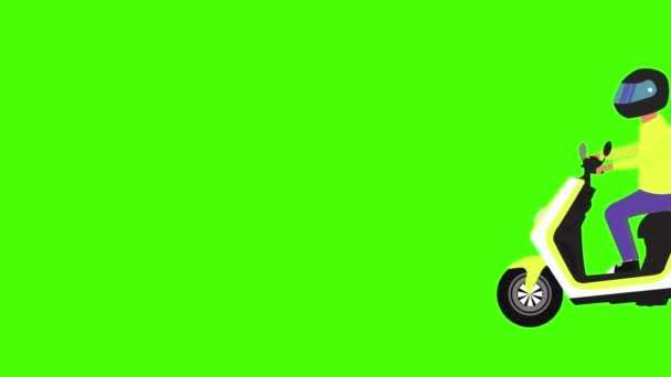 Flat Animation Motorbike Food Delivery Green Screen Chroma Key — Stock Video