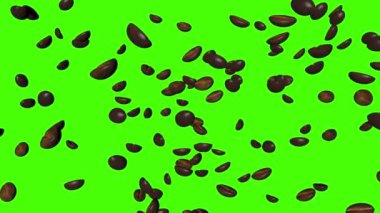 Yeşil ekran krom tuşlu kahve çekirdekleri grubunun 3 boyutlu animasyonu