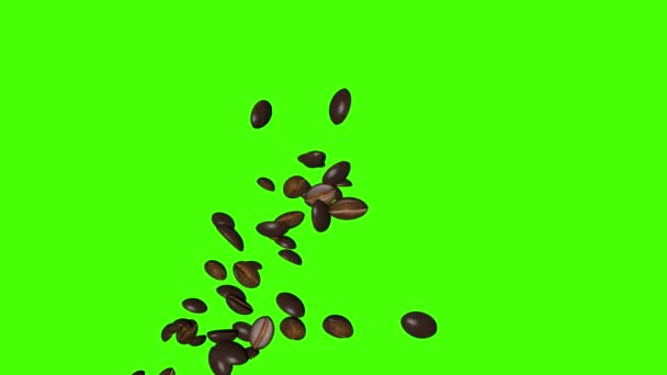 Animación Del Grupo Granos Café Tecla Croma Pantalla Verde — Vídeo de stock