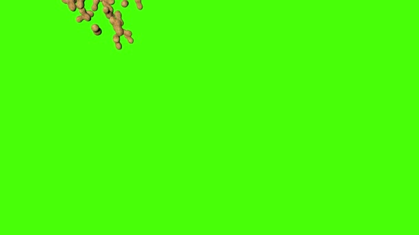 Peanuts Fallen Animation Auf Grünem Bildschirm Chroma Taste Hintergrund — Stockvideo