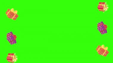 Hediye kutusu grup animasyonu, kroma anahtarı, grafik kaynak ögeleri