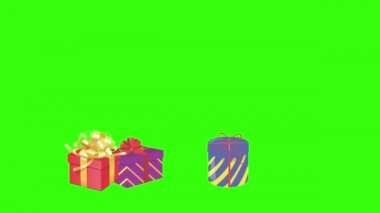 Hediye kutusu grup animasyonu, kroma anahtarı, grafik kaynak ögeleri