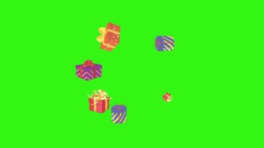 Hediye kutusu grup animasyonu, kroma anahtarı, grafik kaynak ögeleri