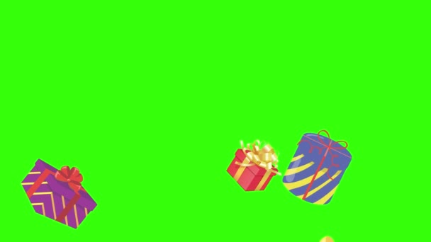 Cadeaudoosgroep Animatie Chroma Toets Grafische Bronelementen — Stockvideo