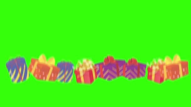Анимация Группы Подарков Хроматический Ключ Графические Исходные Элементы — стоковое видео
