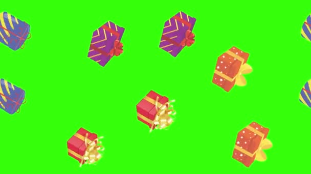 Анимация Группы Подарков Хроматический Ключ Графические Исходные Элементы — стоковое видео
