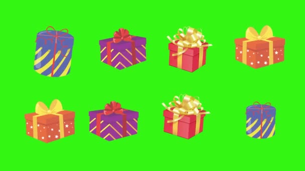 Gift Box Gruppenanimation Chroma Schlüssel Grafische Quellelemente — Stockvideo