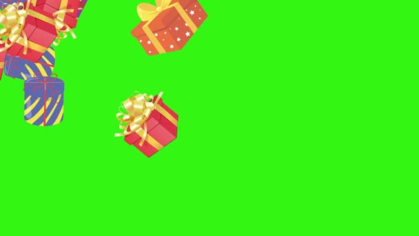 Gift Box Group Animation Chroma Key Graphic Source Elements — Stock Video