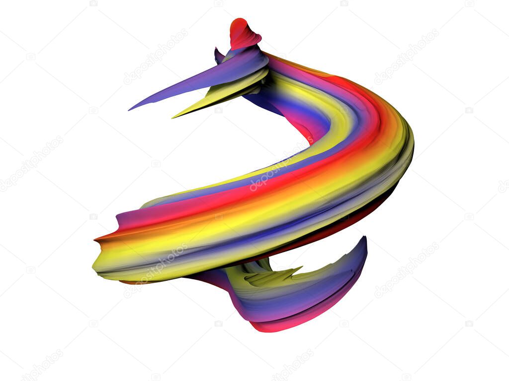 Abstract colorful shape 3d render design paint element, art work isolated on white background