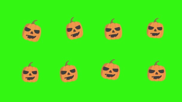 Halloween Pumpkin Group Animation Chroma Key Graphic Source Elements — Stock Video