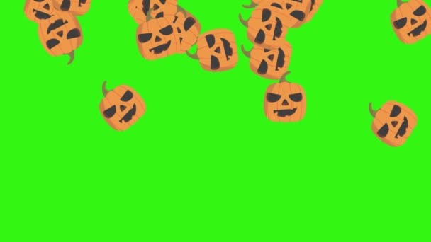 Halloween Pumpkin Group Animation Chroma Key Graphic Source Elements — Stock Video