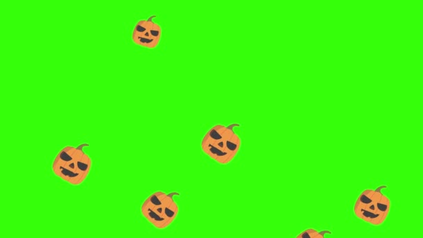 Halloween Pumpkin Group Animation Chroma Key Graphic Source Elements — Stock Video