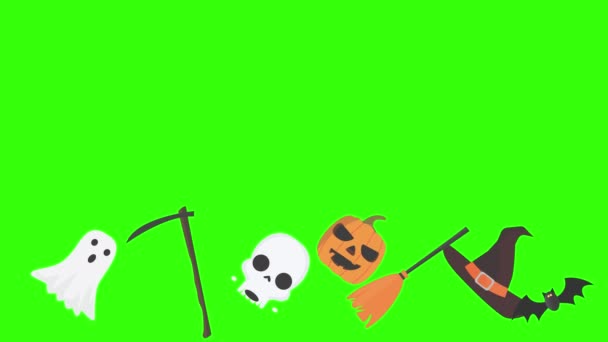 Groep Van Halloween Grafische Elementen Animatie Groen Scherm Chroma Sleutel — Stockvideo