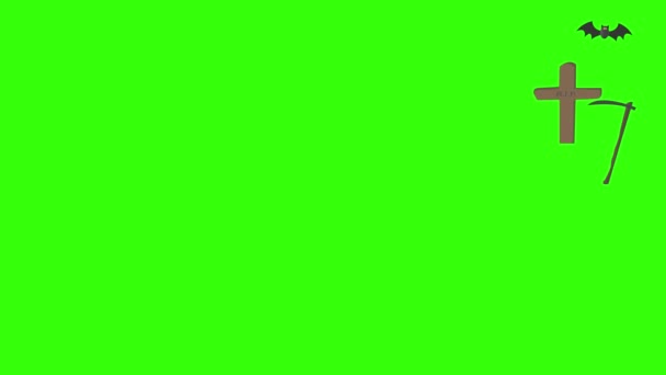 ハロウィングラフィック要素のグループアニメーション緑の画面クロマキー — ストック動画