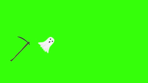 Grupp Halloween Grafiska Element Animation Grön Skärm Chroma Nyckel — Stockvideo