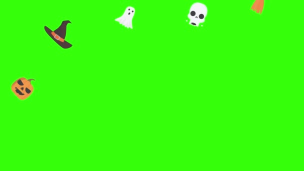 Grupo Elementos Gráficos Halloween Animación Pantalla Verde Chroma Clave — Vídeo de stock