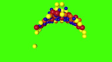 Soyut 3D renkli toplar yeşil ekran krom anahtarı üzerinde animasyon, şekil tasarım ögesi