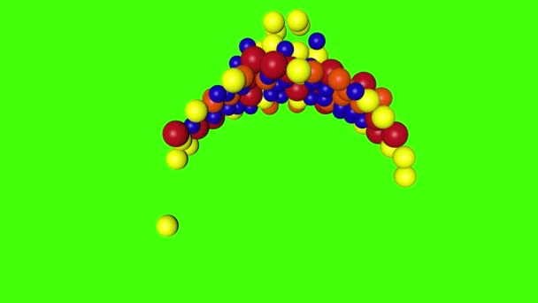 Абстрактные Цветные Шарики Анимация Зеленом Экране Хрома Ключ Форма Дизайн — стоковое видео