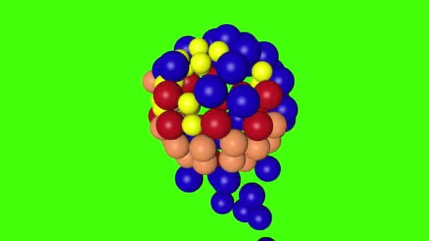 Streszczenie Kolorowe Kulki Animacji Zielonym Ekranie Chroma Klucz Kształt Element — Wideo stockowe