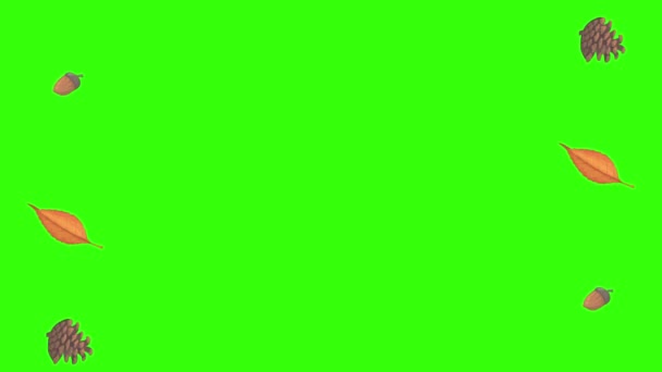 Herfst Thema Ontwerp Elementen Animatie Grafische Bron Groen Scherm Chroma — Stockvideo