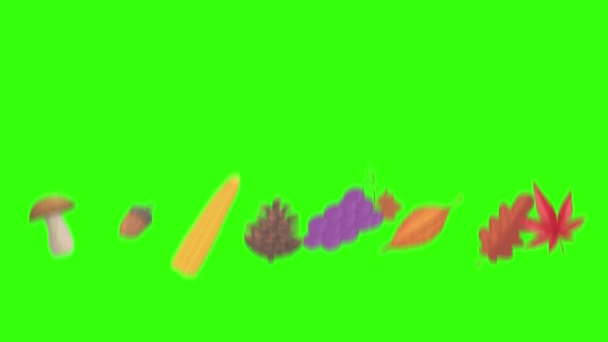 Herfst Thema Ontwerp Elementen Animatie Grafische Bron Groen Scherm Chroma — Stockvideo