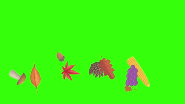 Otoño Tema Diseño Elementos Animación Fuente Gráfica Pantalla Verde Croma — Vídeo de stock