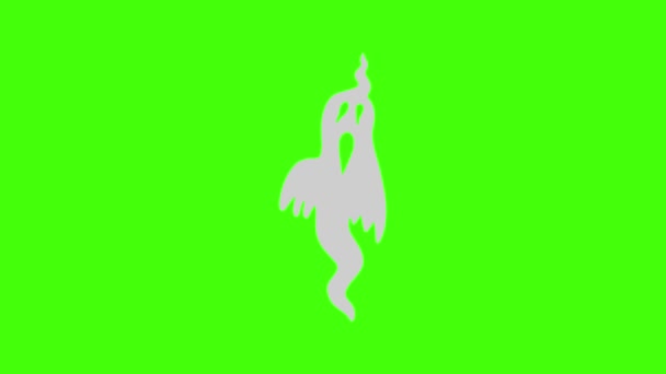 Hayalet Animasyonu Yeşil Ekran Krom Anahtarı Üzerinde Düz Tasarım Cadılar — Stok video