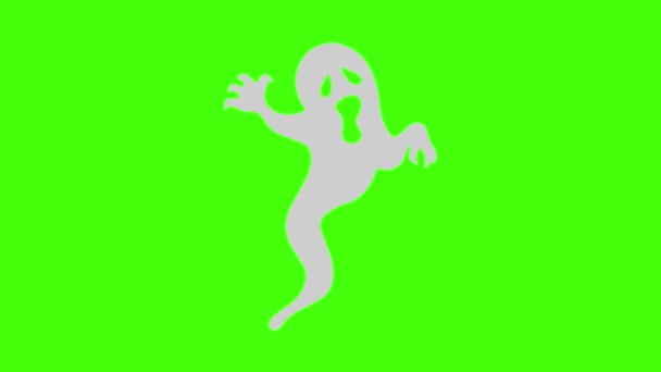 Ghost Animation Platt Design Grön Skärm Kromnyckel Halloween Grafiskt Element — Stockvideo