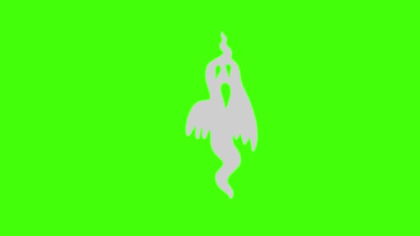 Animación Fantasma Diseño Plano Clave Croma Pantalla Verde Elemento Gráfico — Vídeo de stock