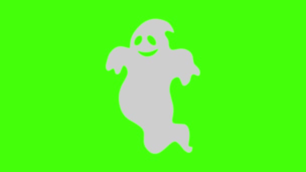 Ghost Animation Flat Design Green Screen Chroma Key Halloween Graphic — Stock Video