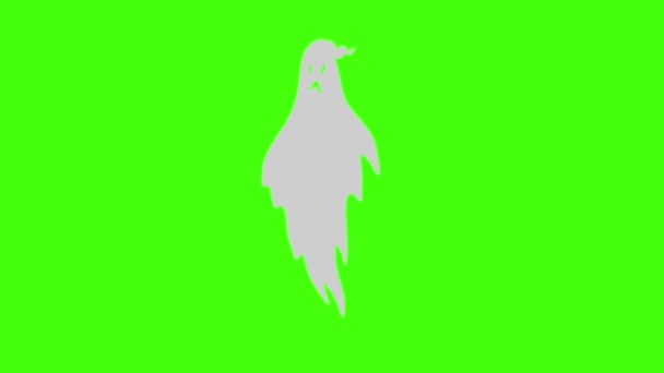 Анімація Привидів Плоский Дизайн Зеленому Екрані Ключ Хроми Графічний Елемент — стокове відео