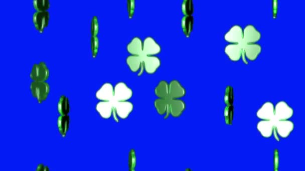 3D-lucky clover groep roteren — Stockvideo