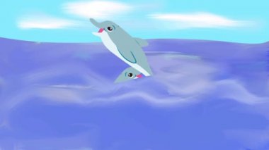 2 çizgi film Yunuslarla Yüzme