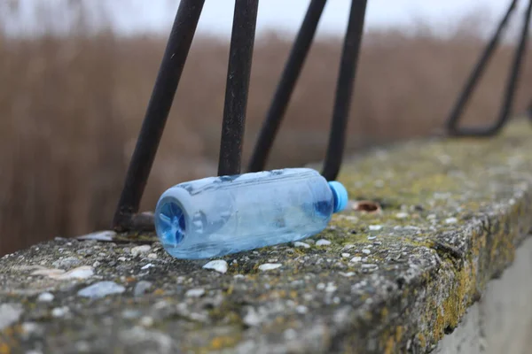 Doğaya atılan boş plastik şişe sürahisi.