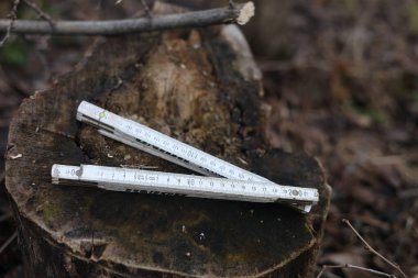 Eski kullanılmış ahşap marangozluk ölçüm aracı