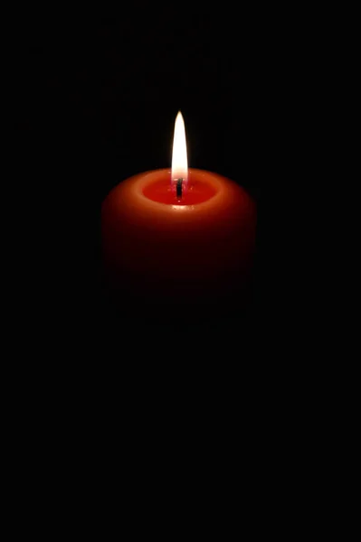 Burning Candle Black Background Flame Fire — Stock Photo, Image