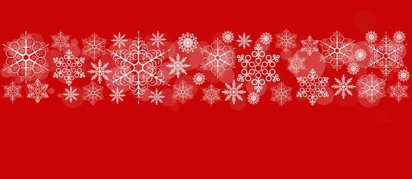 Kırmızı zemin üzerinde beyaz kar taneleri. Mutlu bir Noel ve mutlu bir yeni yıl için tasarım. Kış tatilleri için kartpostal.