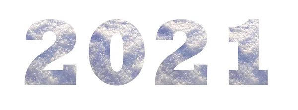 Números Próximo Ano Novo 2021 Letras Forma Neve Inverno — Fotografia de Stock